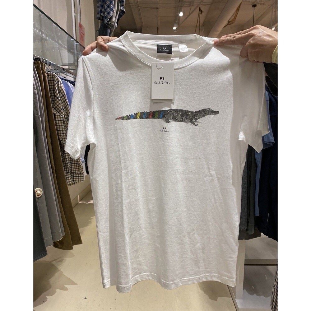 Paul Smith Men's Short Sleeve Graphic T-Shirt Size S Small White 100% Cotton